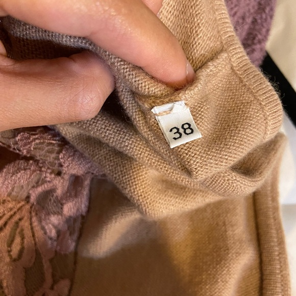 Dolce & Gabbana Tan Knitwear & Lace Top Pale Nude Pink & Tan - Picture 5 of 12